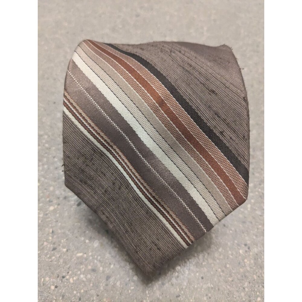 Vintage Cosmo For Sillery Brown Striped Necktie Classic Design 100% Polyester